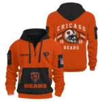 Chicago Bears Half Zip Hoodie All Over Prints Custom Name