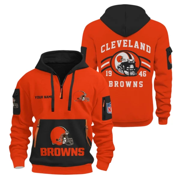 Cleveland Browns Half Zip Hoodie All Over Prints Custom Name