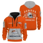 Denver Broncos Half Zip Hoodie All Over Prints Custom Name