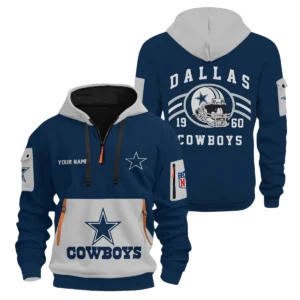 Dallas Cowboys Half Zip Hoodie All Over Prints Custom Name