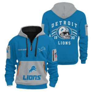 Detroit Lions Half Zip Hoodie All Over Prints Custom Name