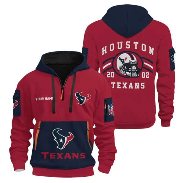 Houston Texans Half Zip Hoodie All Over Prints Custom Name