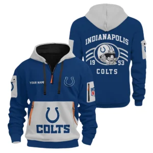 Indianapolis Colts Half Zip Hoodie All Over Prints Custom Name