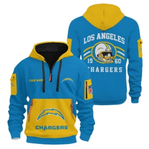 Los Angeles Chargers Half Zip Hoodie All Over Prints Custom Name