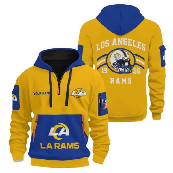 Los Angeles Rams Half Zip Hoodie All Over Prints Custom Name