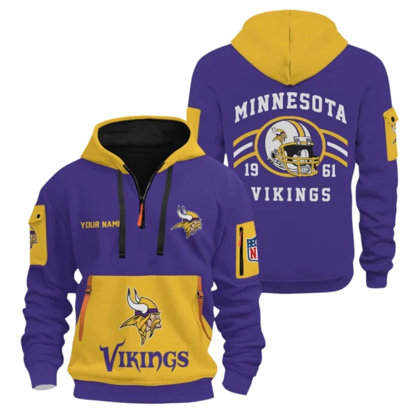 Minnesota Vikings Half Zip Hoodie All Over Prints Custom Name