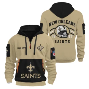 New Orleans Saints Half Zip Hoodie All Over Prints Custom Name