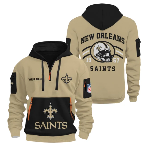 New Orleans Saints Half Zip Hoodie All Over Prints Custom Name