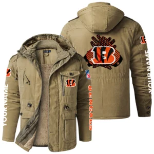 Cincinnati Bengals Windproof Fleece Jacket Hooded Custom Name