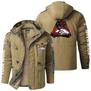 Denver Broncos Windproof Fleece Jacket Hooded Custom Name