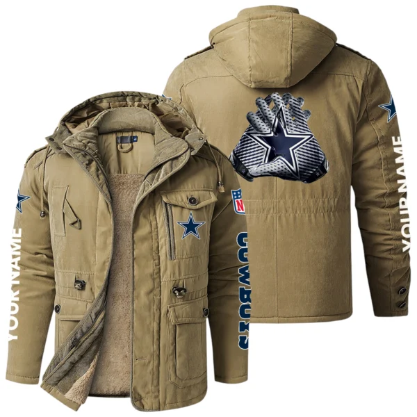 Dallas Cowboys Windproof Fleece Jacket Hooded Custom Name