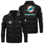 Miami Dolphins Puffer Jacket Fur Collar Leather Patchwork Custom Name