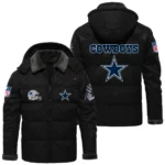 Dallas Cowboys Puffer Jacket Hooded Detachable x PU Leather Custom Name