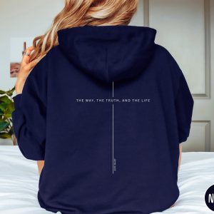 Christian Zip Up Hoodie, Faith-Based Full Zip Hooded Sweatshirt, The Way, The Truth, The Life Bible Verse Jacket, Unisex Religious Apparel