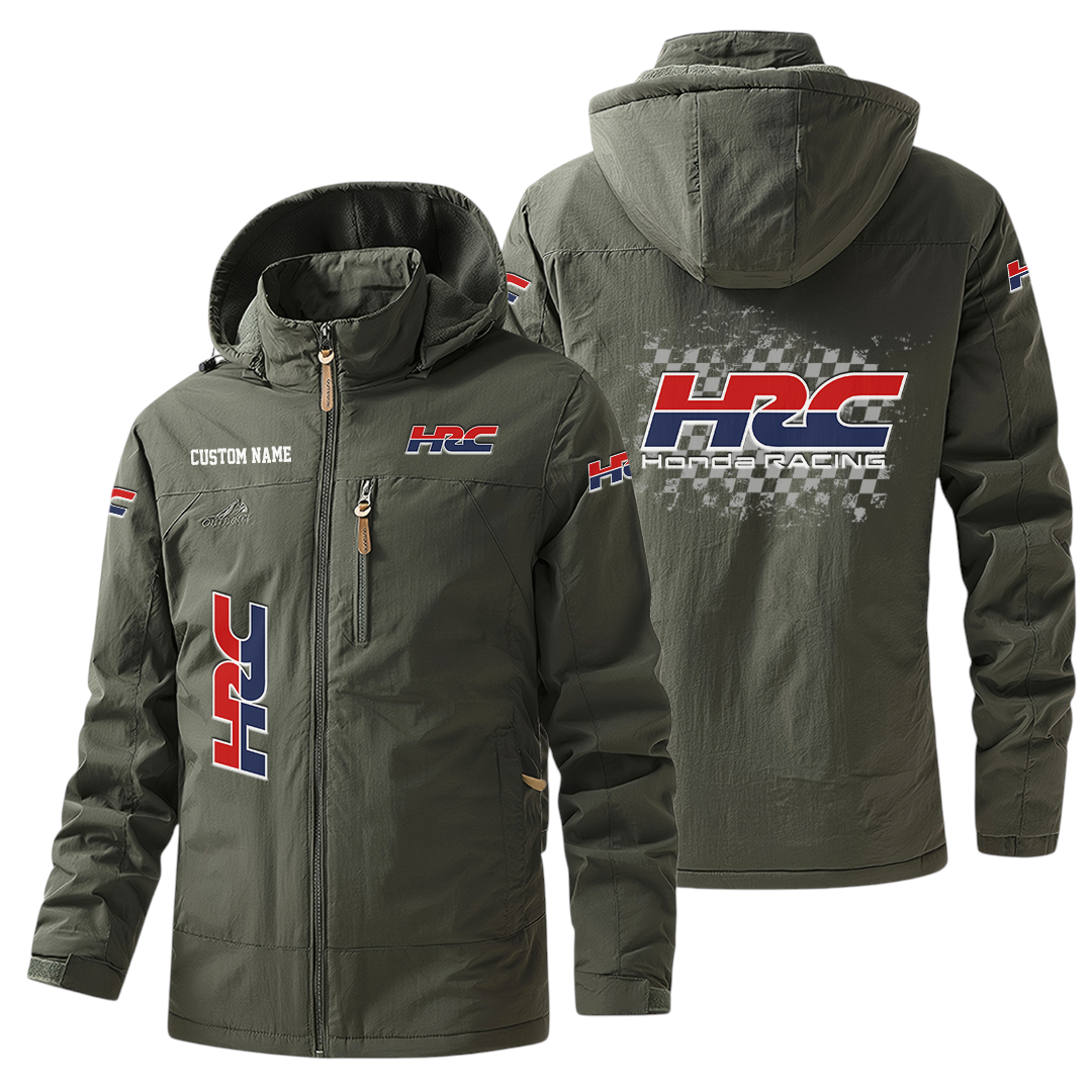 HRC Honda Racing Windbreaker Jacket Hooded Warm Lining Waterproof Custom Name HRC Honda Racing Windbreaker Jacket Hooded Warm Lining Waterproof Custom Name