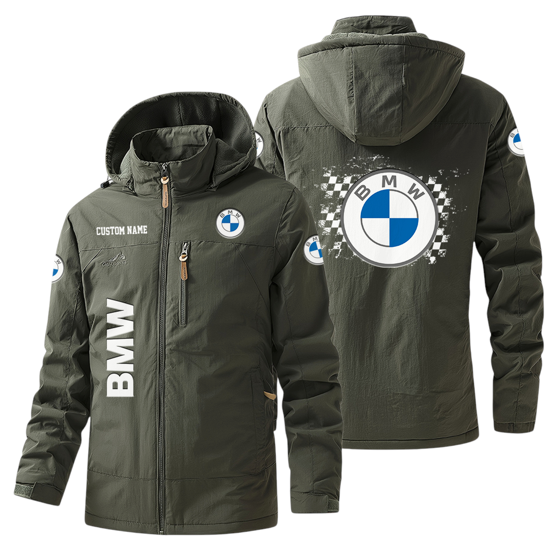BMW Windbreaker Jacket Hooded Warm Lining Waterproof Custom Name BMW Windbreaker Jacket Hooded Warm Lining Waterproof Custom Name