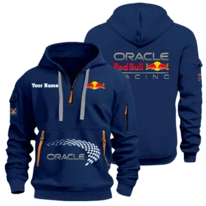 Oracle Red Bull Racing Half Zip Hoodie Sports Hooded Multi-Pockets Custom Name