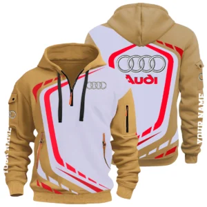 Audi Half Zip Hoodie All Over Prints Multi-Pockets Custom Name