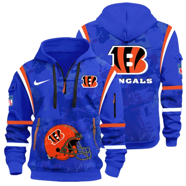 Cincinnati Bengals Half Zip Hoodie All Over Prints Custom Text