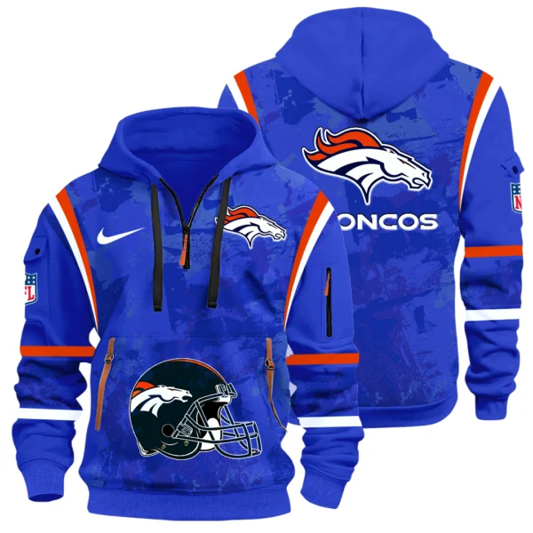Denver Broncos Half Zip Hoodie All Over Prints Custom Text