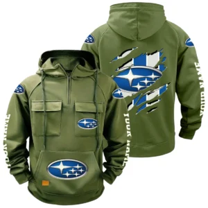 Subaru Quarter Zip Hoodie Multi-Pockets Custom Name