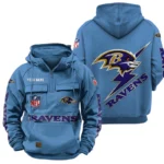 Baltimore Ravens Quarter Zip Hoodie Multi-Pockets Custom Name