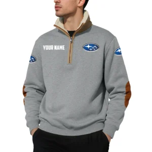 Subaru Quarter Zip Sweatshirt Fleece-Lined Collar Custom Name