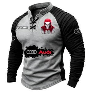 Audi Vintage Lace-Up Long Sleeve Shirt Custom Text