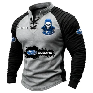 Subaru Vintage Lace-Up Long Sleeve Shirt Custom Text
