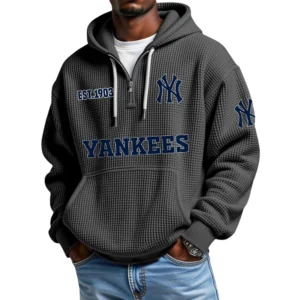 New York Yankees Quarter-Zip Waffle Knit Hoodie