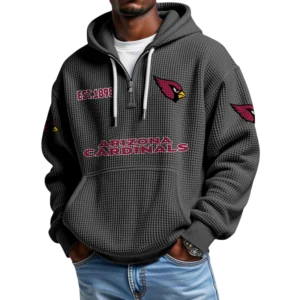 Arizona Cardinals Quarter-Zip Waffle Knit Hoodie