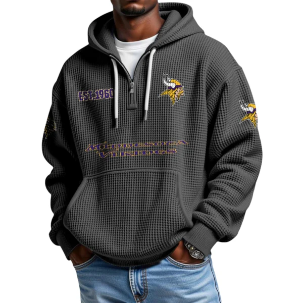Minnesota Vikings Quarter-Zip Waffle Knit Hoodie