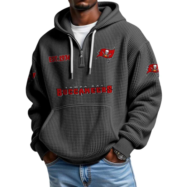 Tampa Bay Buccaneers Quarter-Zip Waffle Knit Hoodie