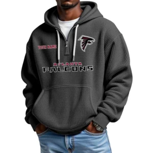 Atlanta Falcons Quarter-Zip Waffle Knit Hoodie Custom Your Name