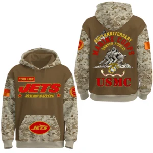 New York Jets US Marine Corps 250th Anniversary 3D Hoodie Limited 2026 Custom Your Name