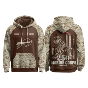 Buffalo Bills x Marine Corps 250th Anniversary Pullover Hoodie Limited Personalize Name