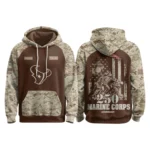Houston Texans x Marine Corps 250th Anniversary Pullover Hoodie Limited Personalize Name