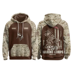 Minnesota Vikings x Marine Corps 250th Anniversary Pullover Hoodie Limited Personalize Name