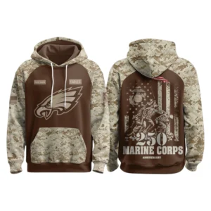 Philadelphia Eagles x Marine Corps 250th Anniversary Pullover Hoodie Limited Personalize Name