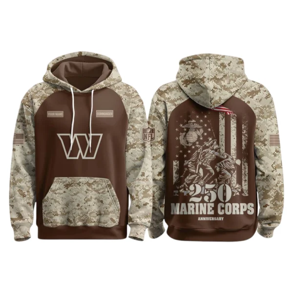 Washington Commanders x Marine Corps 250th Anniversary Pullover Hoodie Limited Personalize Name