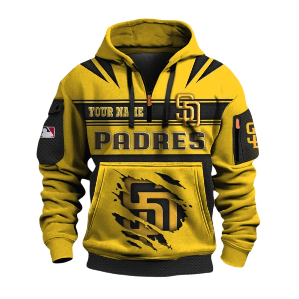 San Diego Padres 3D Half Zip Hoodie Custom Your Name