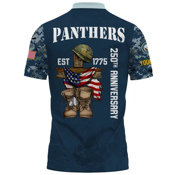 Carolina Panthers x US Navy 250th Anniversary 3D Polo Shirt Custom Your Name