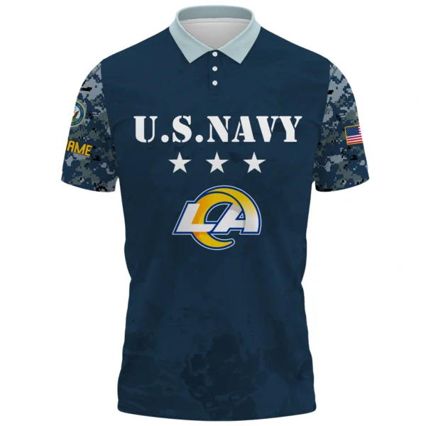 Los Angeles Rams x US Navy 250th Anniversary 3D Polo Shirt Custom Your Name