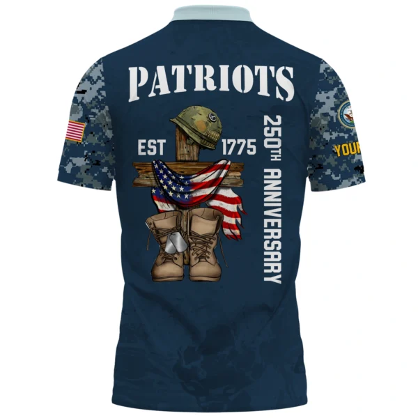 New England Patriots x US Navy 250th Anniversary 3D Polo Shirt Custom Your Name