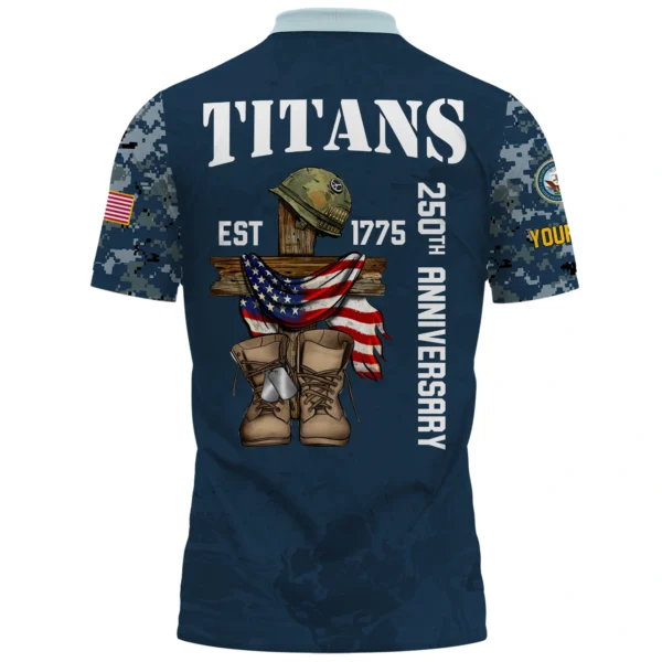 Tennessee Titans x US Navy 250th Anniversary 3D Polo Shirt Custom Your Name