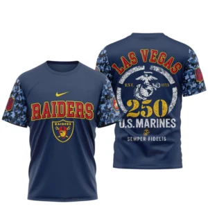 Las Vegas Raiders x US Marines 250th Birthday Semper Fidelis 3D T-Shirt
