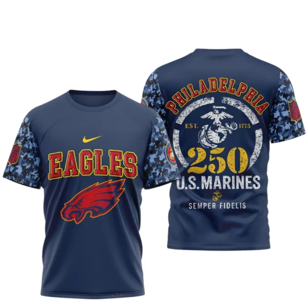 Philadelphia Eagles x US Marines 250th Birthday Semper Fidelis 3D T-Shirt