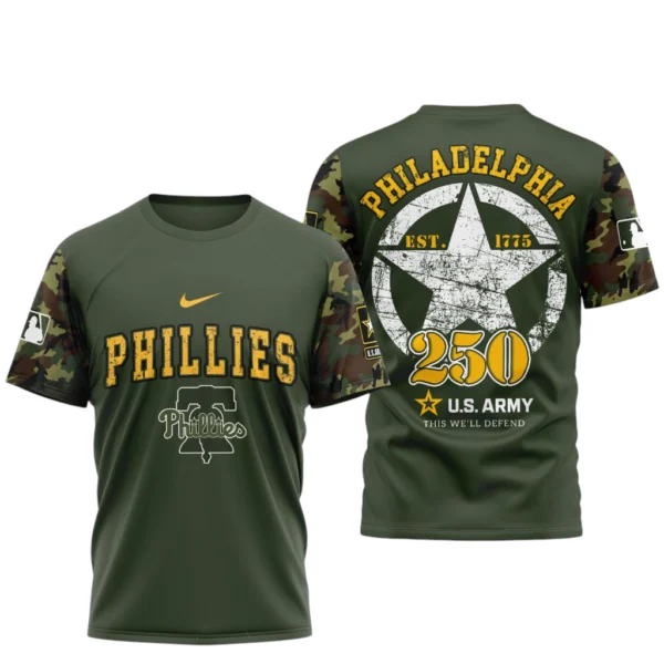 Philadelphia Phillies T shirt x U.S. Army 250th Birthday