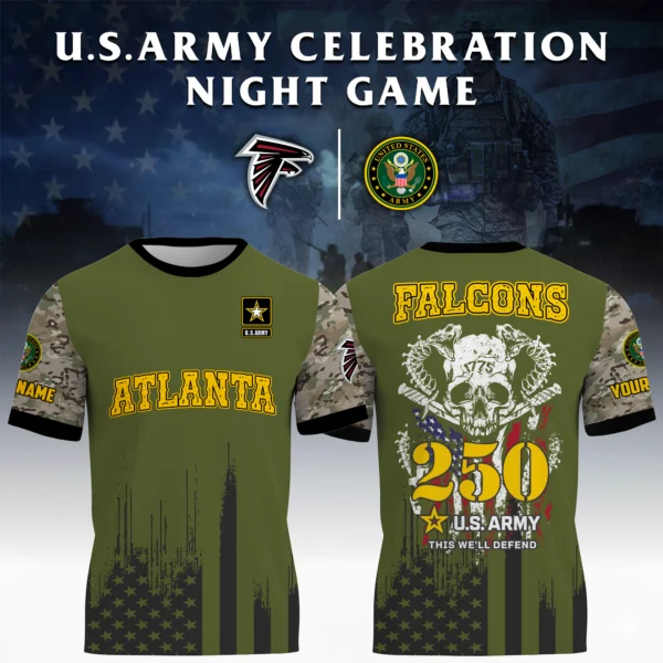 Atlanta Falcons T-Shirt x U.S. Army 250th Celebration Night Game Limited Personalize Name