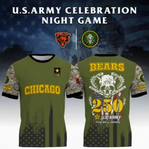 Chicago Bears T-Shirt x U.S. Army 250th Celebration Night Game Limited Personalize Name